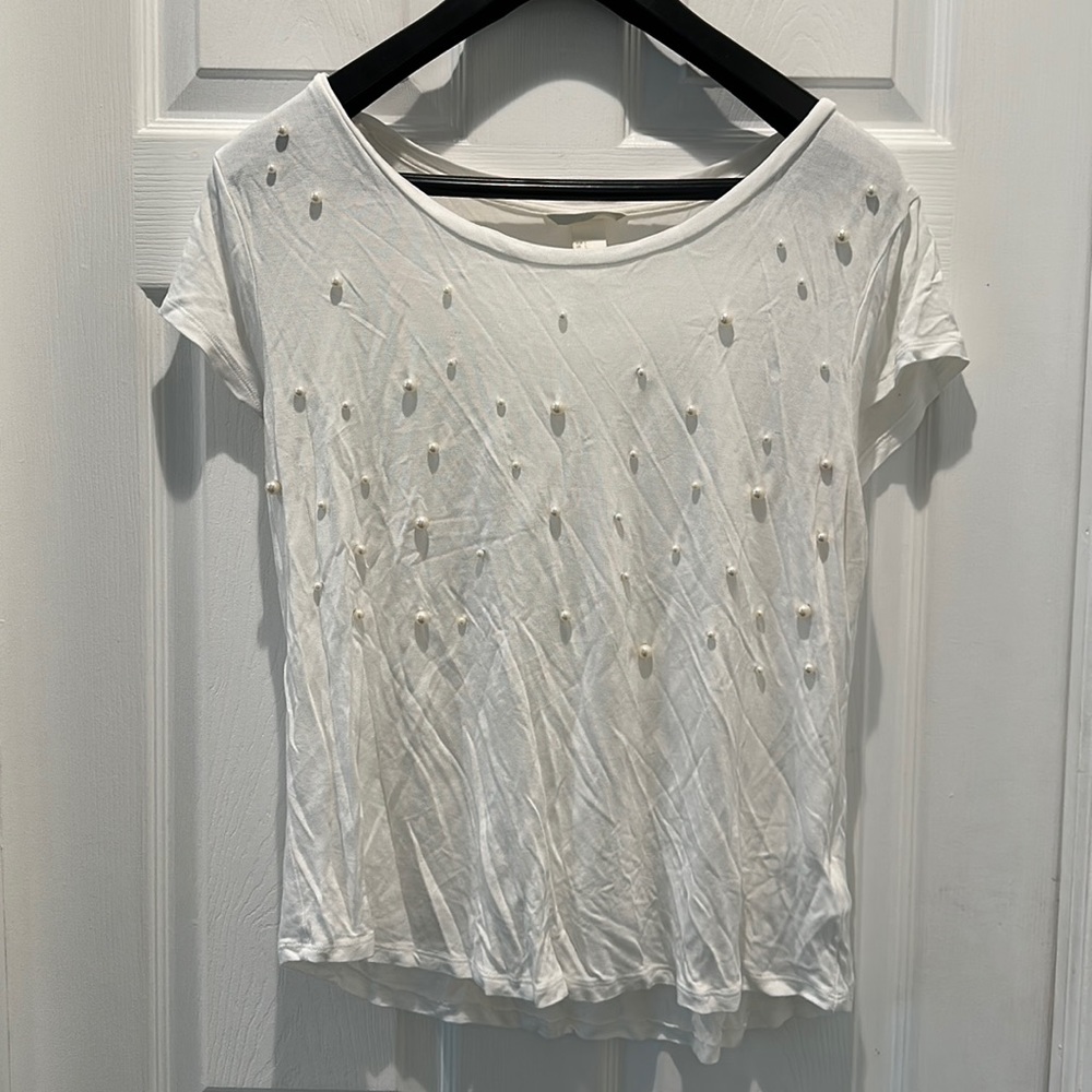 H&M Pearl White Tee Size L